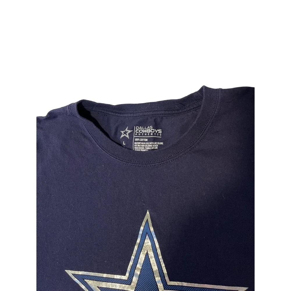 Dallas Cowboys Authentic NFL Football T-Shirt Mens Large Navy Blue Silver Star